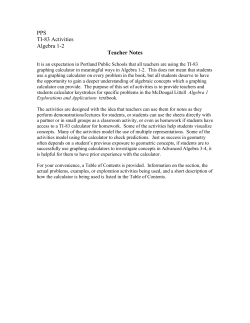 PPS TI-83 Activities Algebra 1-2 Teacher Notes