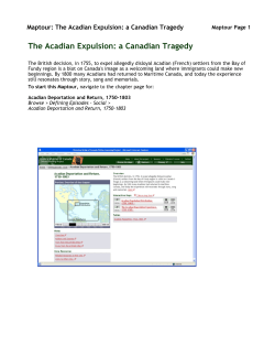 The Acadian Expulsion: a Canadian Tragedy