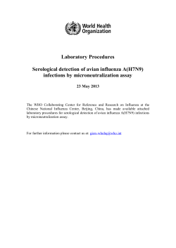 Laboratory Procedures Serological detection of avian influenza A
