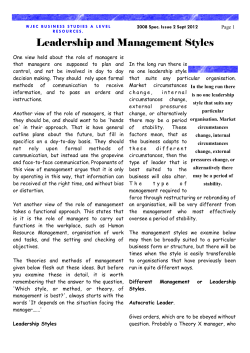 Leadership and Management Styles - Business Studies A Level for
