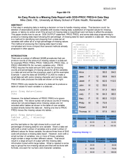An Easy Route to a Missing Data Report with ODS+PROC FREQ+A