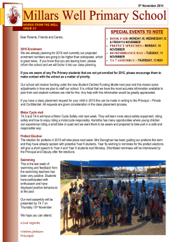 special events to note - Millars Well Primary School