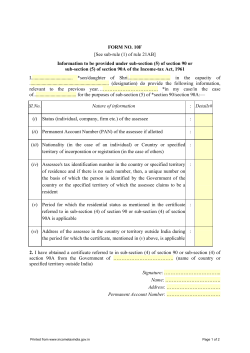 FORM NO. 10F [See sub-rule (1) of rule 21AB] Information to be