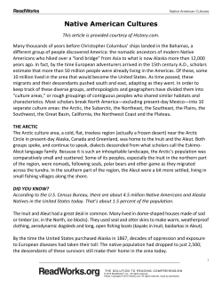 Native American Cultures Passage Questions