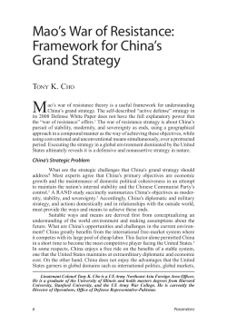 Mao`s War of Resistance: Framework for China`s Grand Strategy