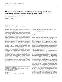 Effectiveness of emWave Biofeedback in Improving Heart Rate