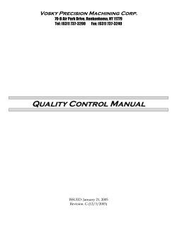 Quality Control Manual - Vosky Precision Machining Corp