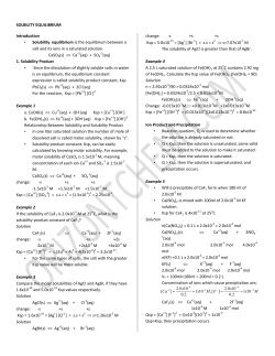 SOLBILITY EQUILIBRIUM Introduction