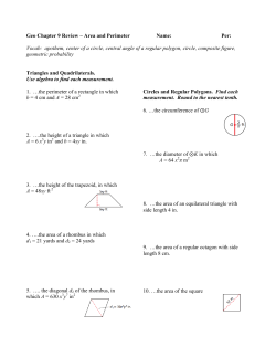 Geo Chapter 9 Review &ndash; Area and Perimeter Name: Per: Vocab