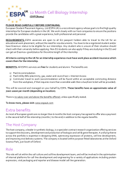 12 Month Cell Biology Internship Extra benefits - maillist