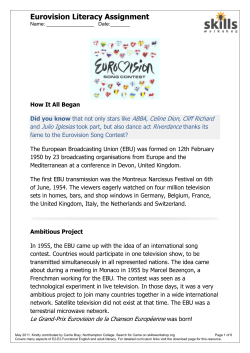 Eurovision Literacy Assignment