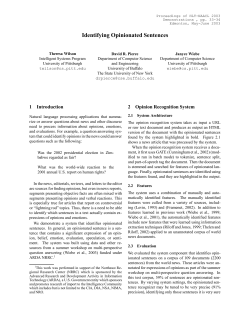 Identifying Opinionated Sentences