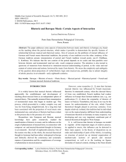 Rhetoric and Baroque Music: Certain Aspects of Interaction