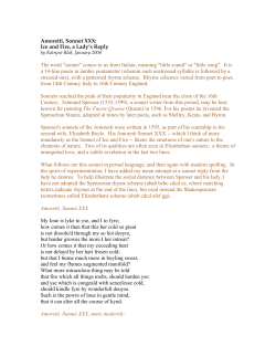 Amoretti, Sonnet XXX: Ice and Fire, a Lady`s Reply The word "sonnet