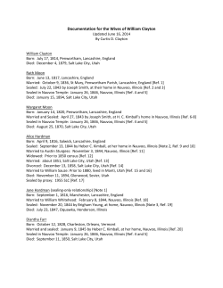 Documentation for the Wives of William Clayton
