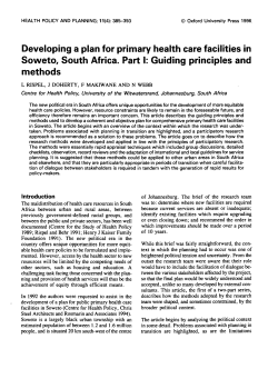 Developing a plan for primary health care facilities