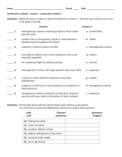 Unit 17 - Classification of Matter