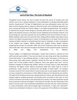 Lord of the Flies--The Evils of Mankind