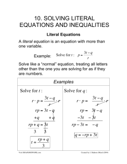 10. solving literal equations and inequalities