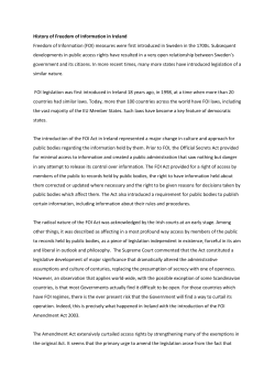 History of Freedom of Information in Ireland Freedom of Information