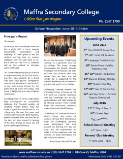 June, 2016 - Maffra Secondary College