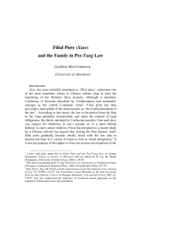 Filial Piety (Xiao) and the Family in Pre