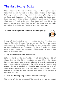 Thanksgiving Quiz - Probe Ministries