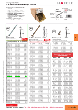 Fixing Materials Countersunk Head Hospa Screws