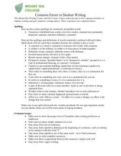 Common Errors in Student Writing