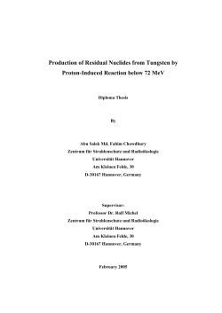Production of Residual Nuclides from Tungsten by Proton