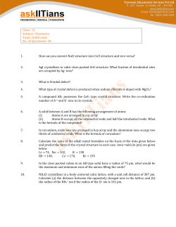 Class: 12 Subject: Chemistry Topic: Solid state No. of