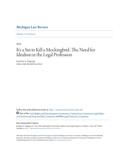 It`s a Sin to Kill a Mockingbird - University of Michigan Law School