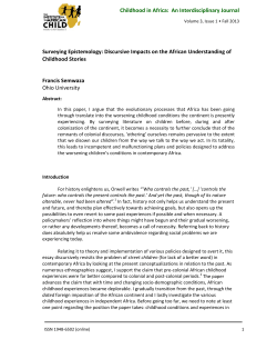 Childhood in Africa: An Interdisciplinary Journal Surveying
