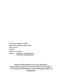 Impact of Microfinance on Living Standards, Empowerment