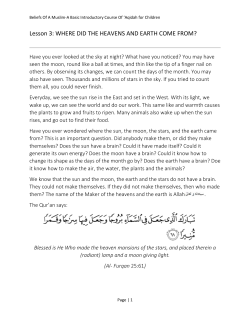 Lesson 3: WHERE DID THE HEAVENS AND EARTH COME FROM?