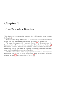 Chapter 1 Pre-Calculus Review
