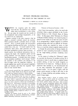 human problem solving - Cognitive and Linguistic Sciences