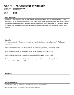 Unit 4 - The Challenge of Comedy