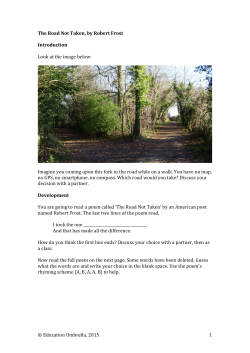 The Road Not Taken lesson plan