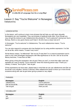 Lesson 2: Say "You`re Welcome" in Norwegian