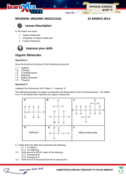 ORGANIC MOLECULES 25 MARCH 2014 Lesson