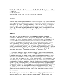 Title:Sophocles` `Oedipus Rex.` (comment on Bernhard Frank, The