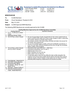 CLSAB Approved MSR Machines - May 16, 2016