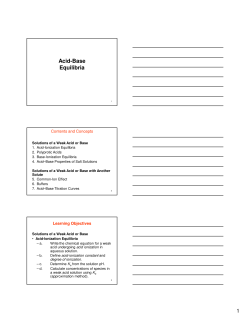 Acid-Base Equilibria - Bakersfield College