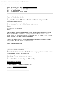 From Mr. Wilm Diedrich Mueller