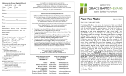 From Your Pastor - Grace Baptist Church Evans