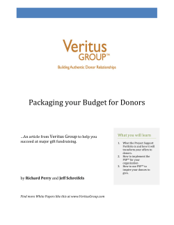 Article Packaging your Budget for Donors Veritus Group We must