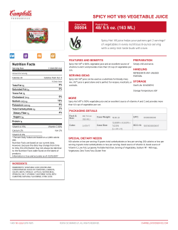 SPICY HOT V8&reg; VEGETABLE JUICE 00004 48/ 5.5 oz. (163 ML)