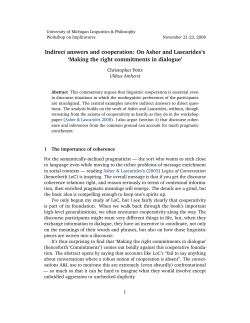 Indirect answers and cooperation: On Asher and Lascarides`s
