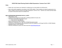 OCSD Fifth Grade Planning Guide for Math Expressions: Common